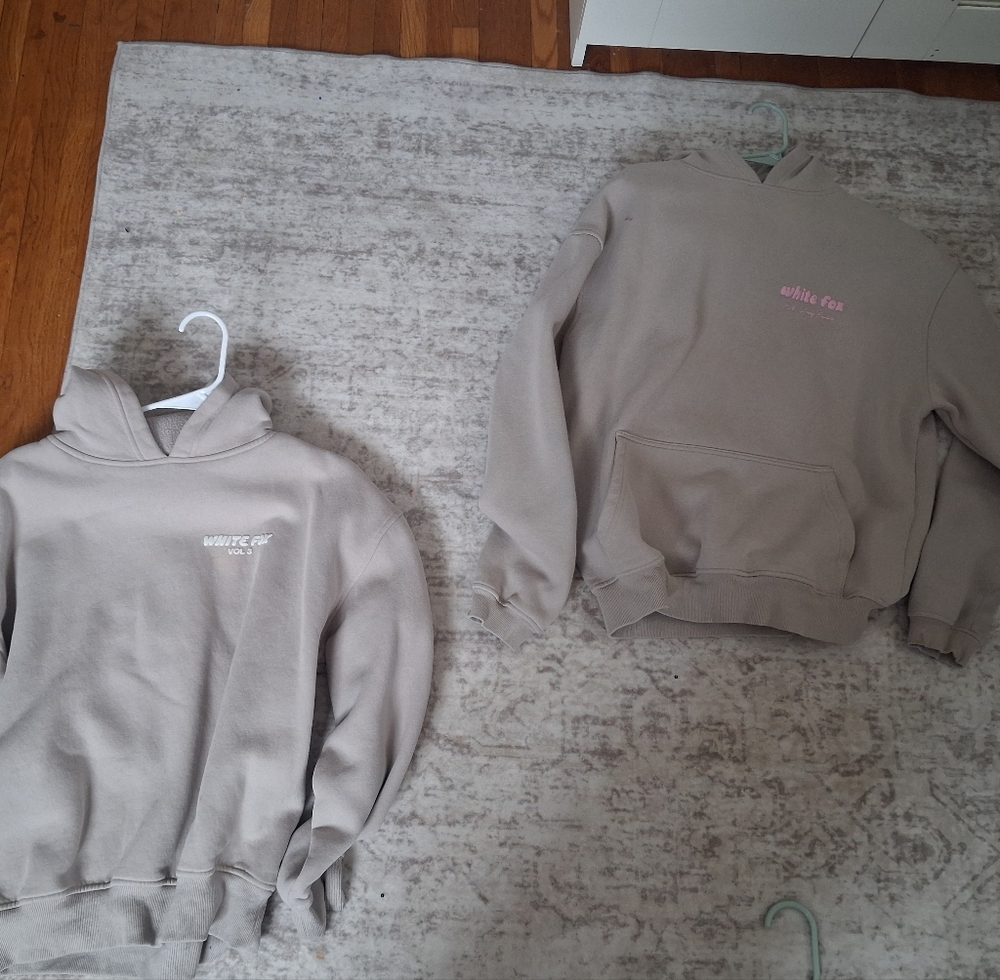 Beige XS white Fox Hoodies